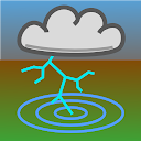 Icon der Blitzortung Gewitter App mit Blitzeinschlag und Ortungsringen