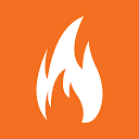 Icon der Fireboard Mobile App mit weißer Flamme auf orangem Grund
