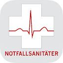 Icon der Notfallsanitäter App mit weißem Kreuz und EKG-Symbol