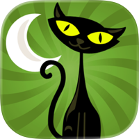 Icon der Prowl iOS BosMon App mit schwarzer Katze und Mondsichel