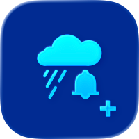 Icon der Regen-Alarm Pro App mit Regenwolke und Alarmglocke