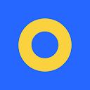 Icon der wetter.de App mit gelbem Ring auf blauem Grund